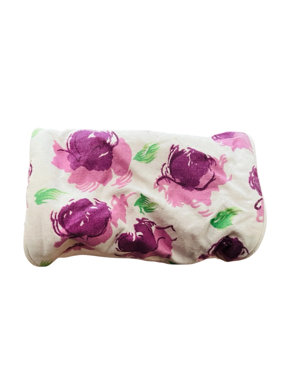 Floral Canvas Cosmetic Pouch in Cream, Purple, Green and Pink - Picture 4 of 5